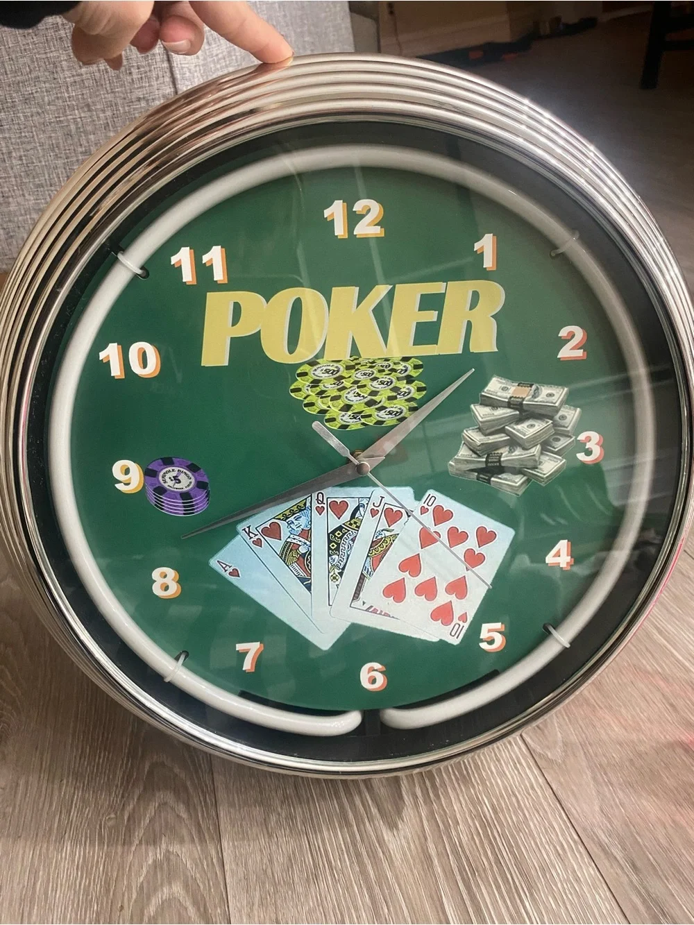 Poker Wall Clock - Green Casino Theme